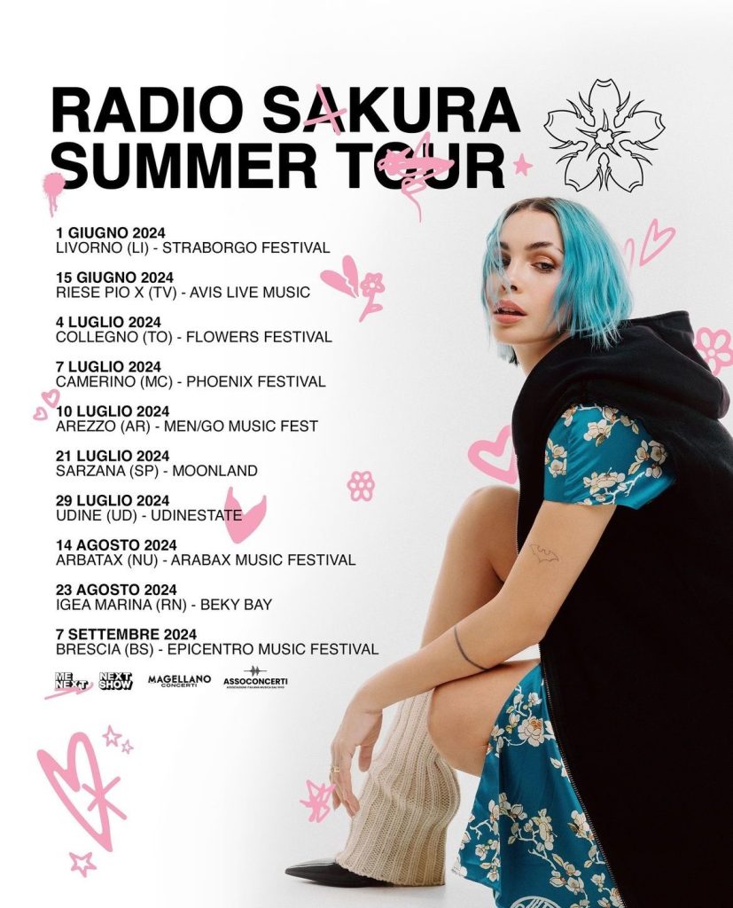 Billboard, Italia, Rose Villain, Daykoda, Fry Ferrini, Andrea Dominoni Basso elettrico, bassista, Radio Sakura Summer Tour 2024